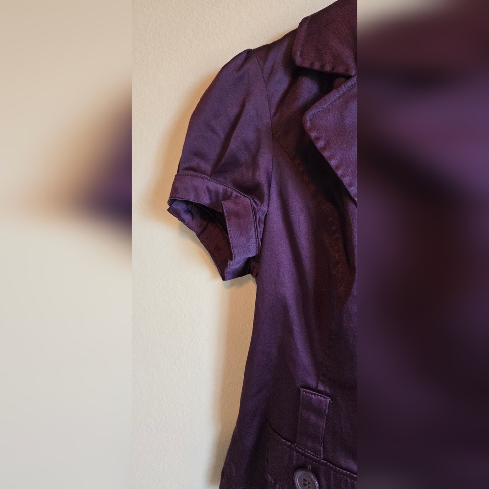 Paris Blues Blazer Jacket Women’s Small Purple Satin Short Sleeve Fitted Button - Picture 7 of 11